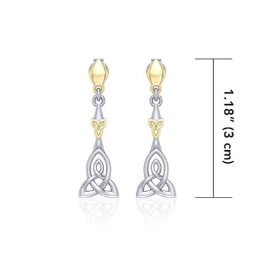 Celtic Trinity Knot Sterling Silver and 14K Gold Accent Post Earrings MER1678